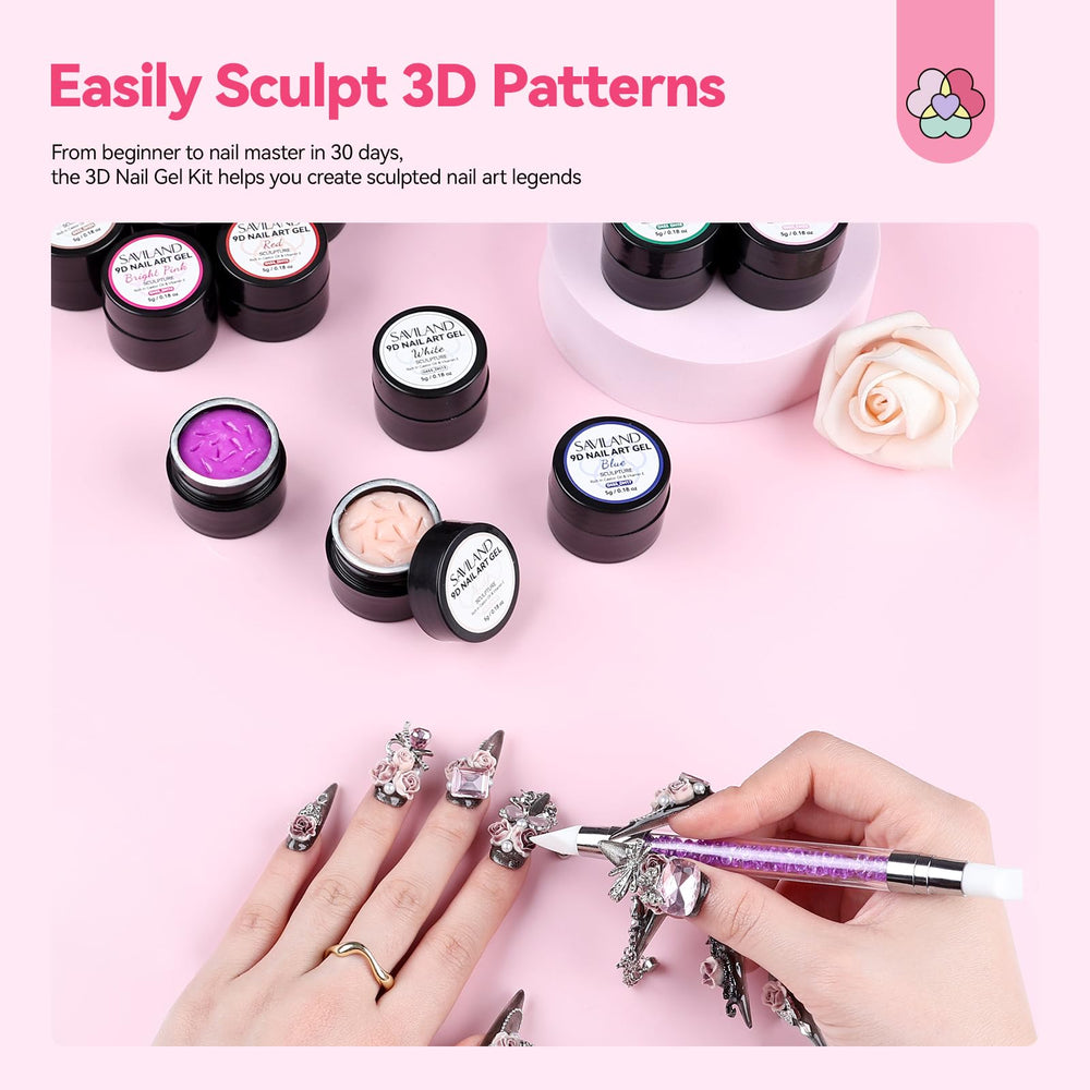 SAVILAND 3D nail gel set kit contents and packaging tips