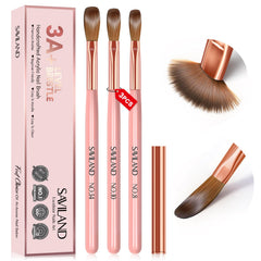 Saviland 3 piece acrylic brush set with pink handles for precise nail application