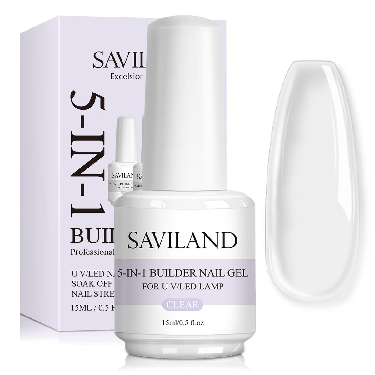 SAVILAND 5-in-1 clear builder nail gel bottle for durable extensions