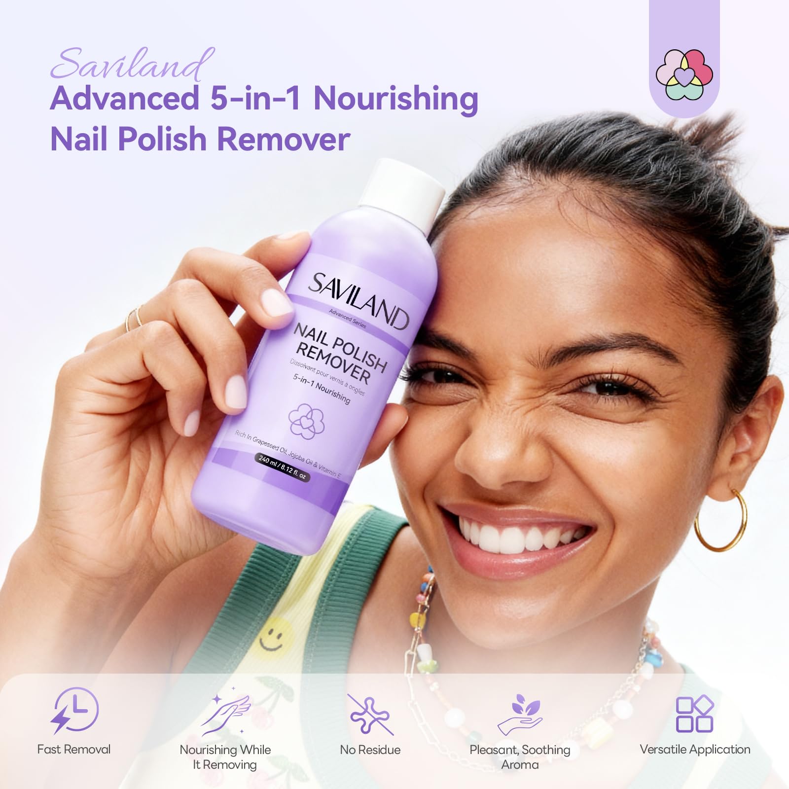 SAVILAND 5in1 remover dissolving gel polish quickly for efficient results.