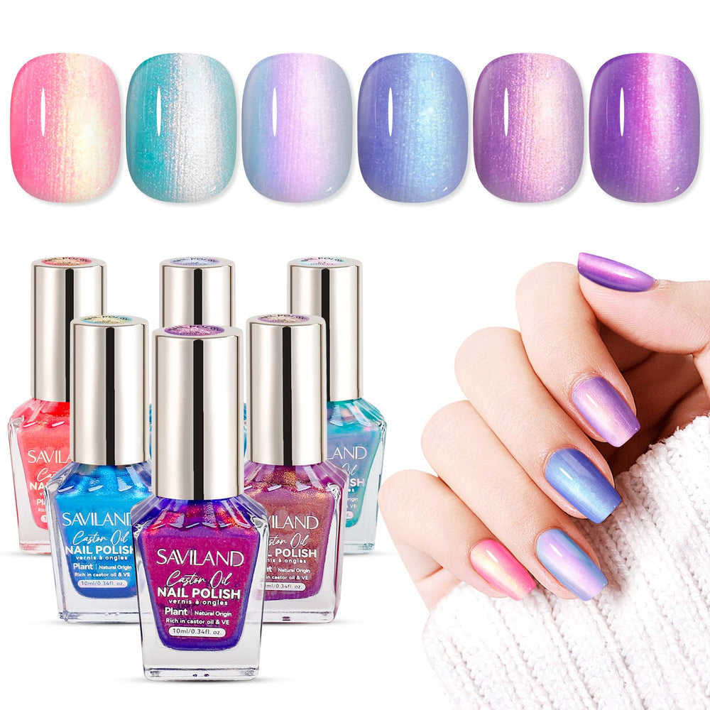 SAVILAND 6pcs Ombre Nail Polish Set packaging highlights quick-dry formula for easy at-home manicures.