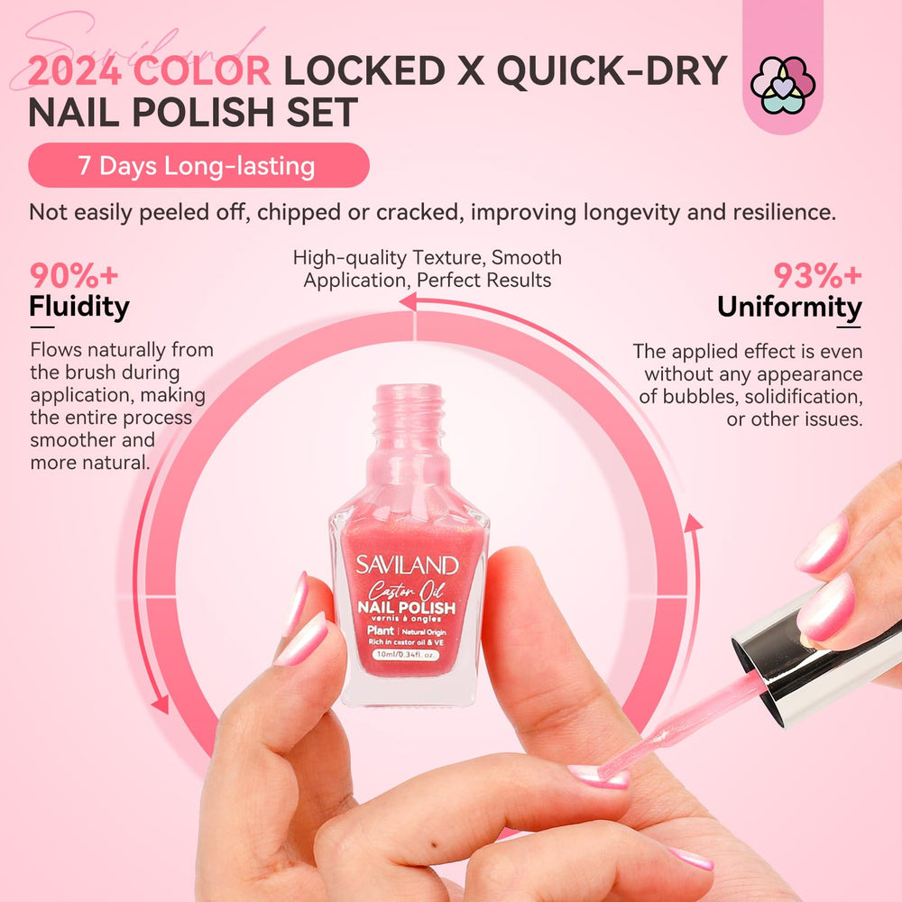 SAVILAND 6pcs pink shade nails showcase bright summer style and quick touch-ups.