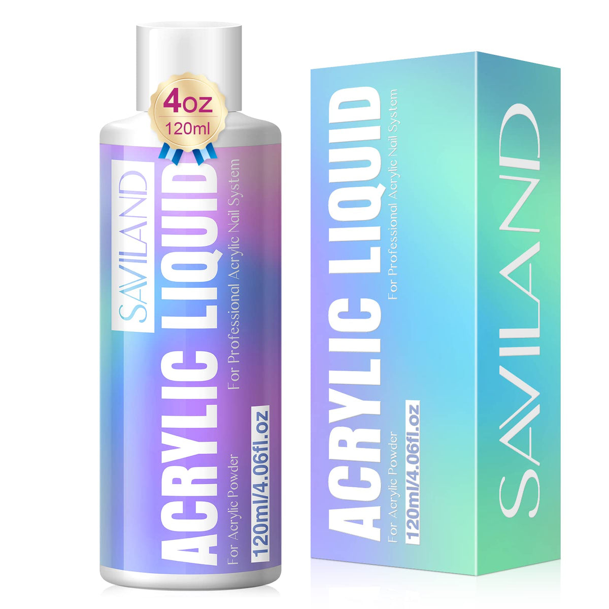 SAVILAND acrylic liquid bottle front view for smooth nail extensions.
