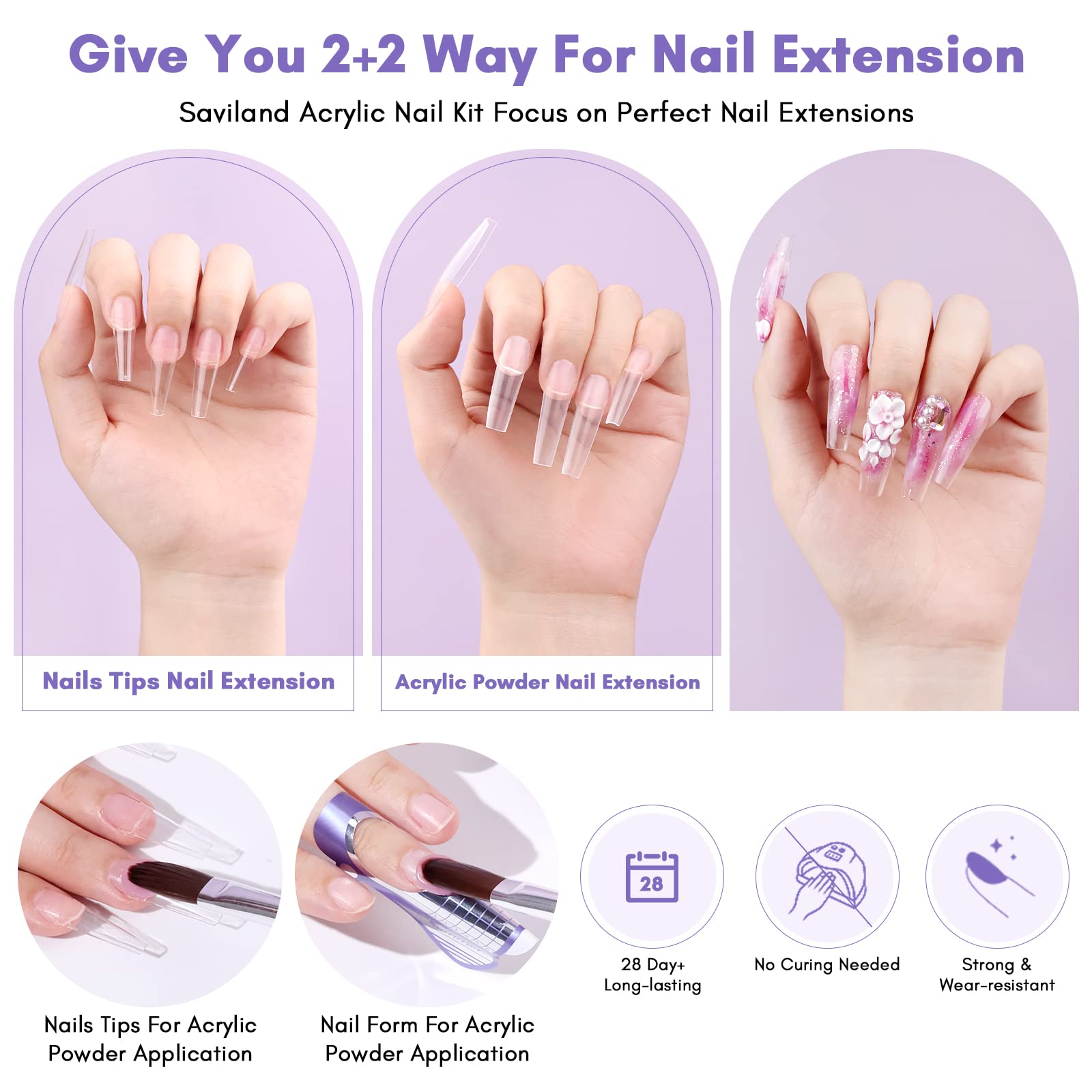 SAVILAND monomer liquid bottle shown for consistent mixing and durable results.