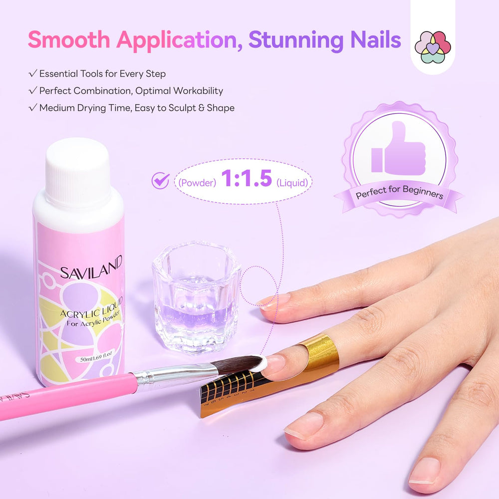 SAVILAND acrylic nail brush with soft bristles for smooth application