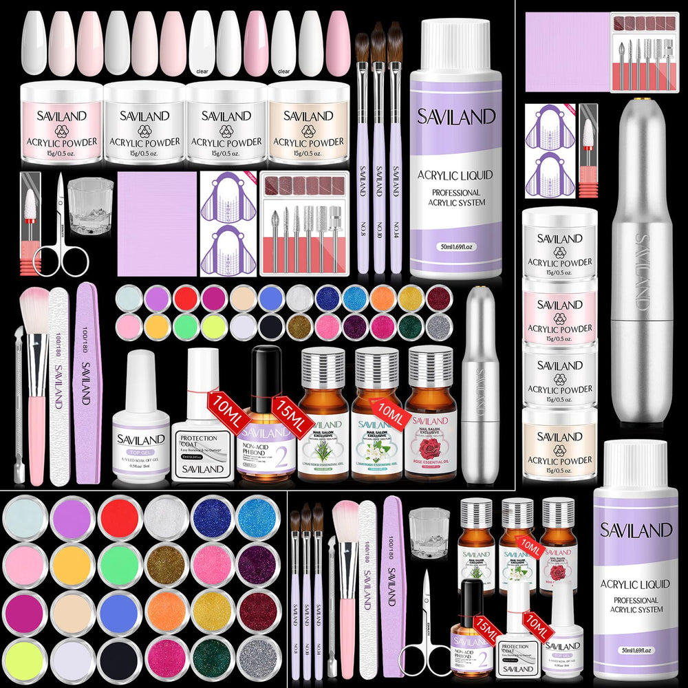 SAVILAND acrylic nail kit box for home manicure practice