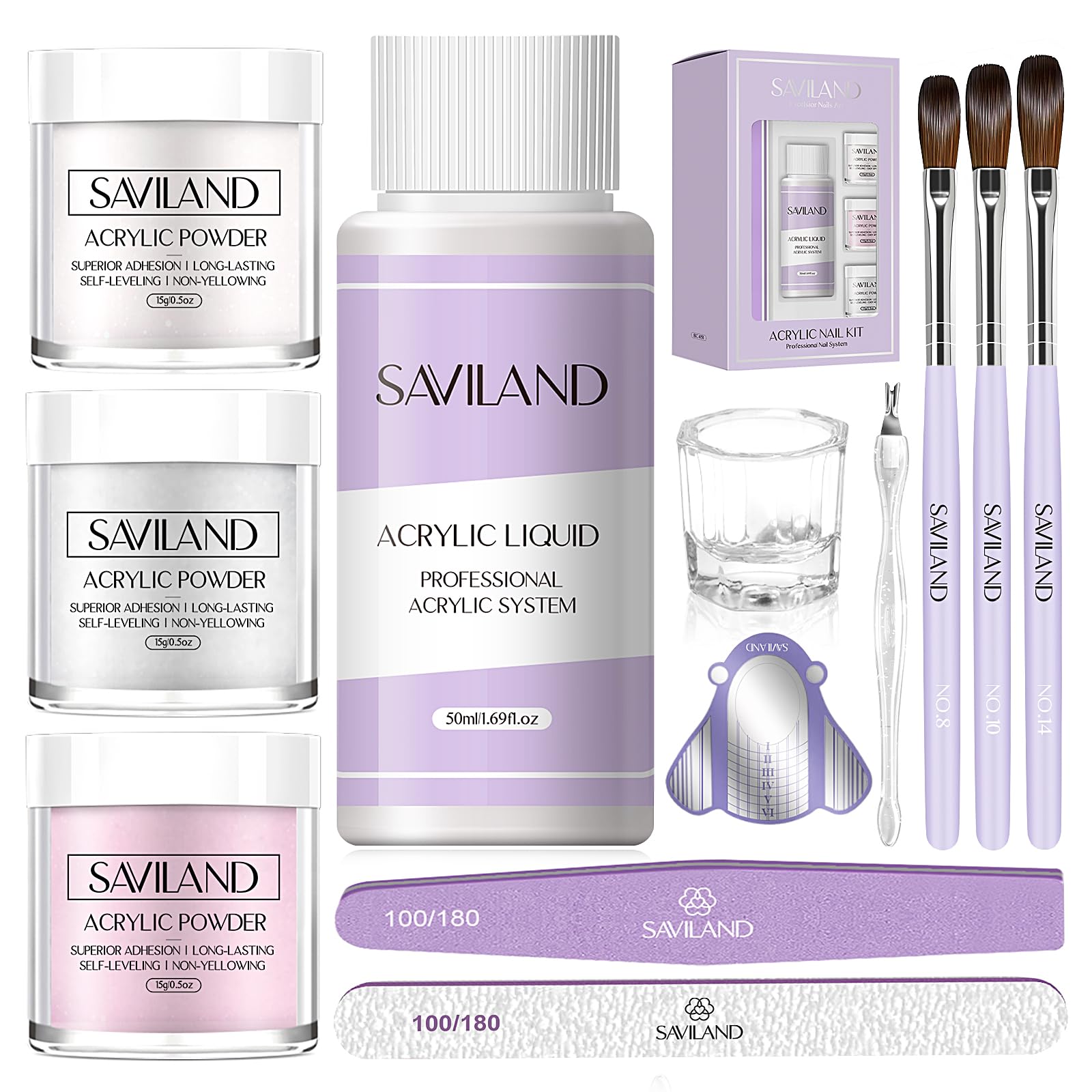 SAVILAND acrylic nail kit complete set for at-home salon-quality nails