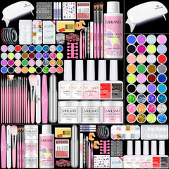 SAVILAND acrylic nail kit front view showing all-in-one starter set for at-home manicures