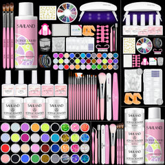 SAVILAND acrylic nail kit full contents for at-home manicure beginners