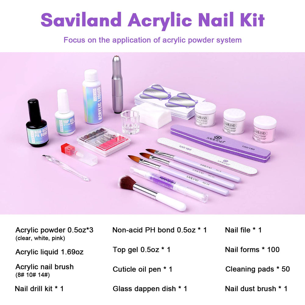 SAVILAND acrylic powder clear close up for smooth blends