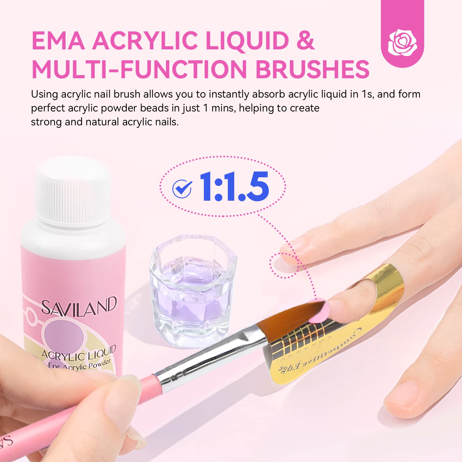 SAVILAND acrylic powder white close-up presents crisp, clean base for French or art.