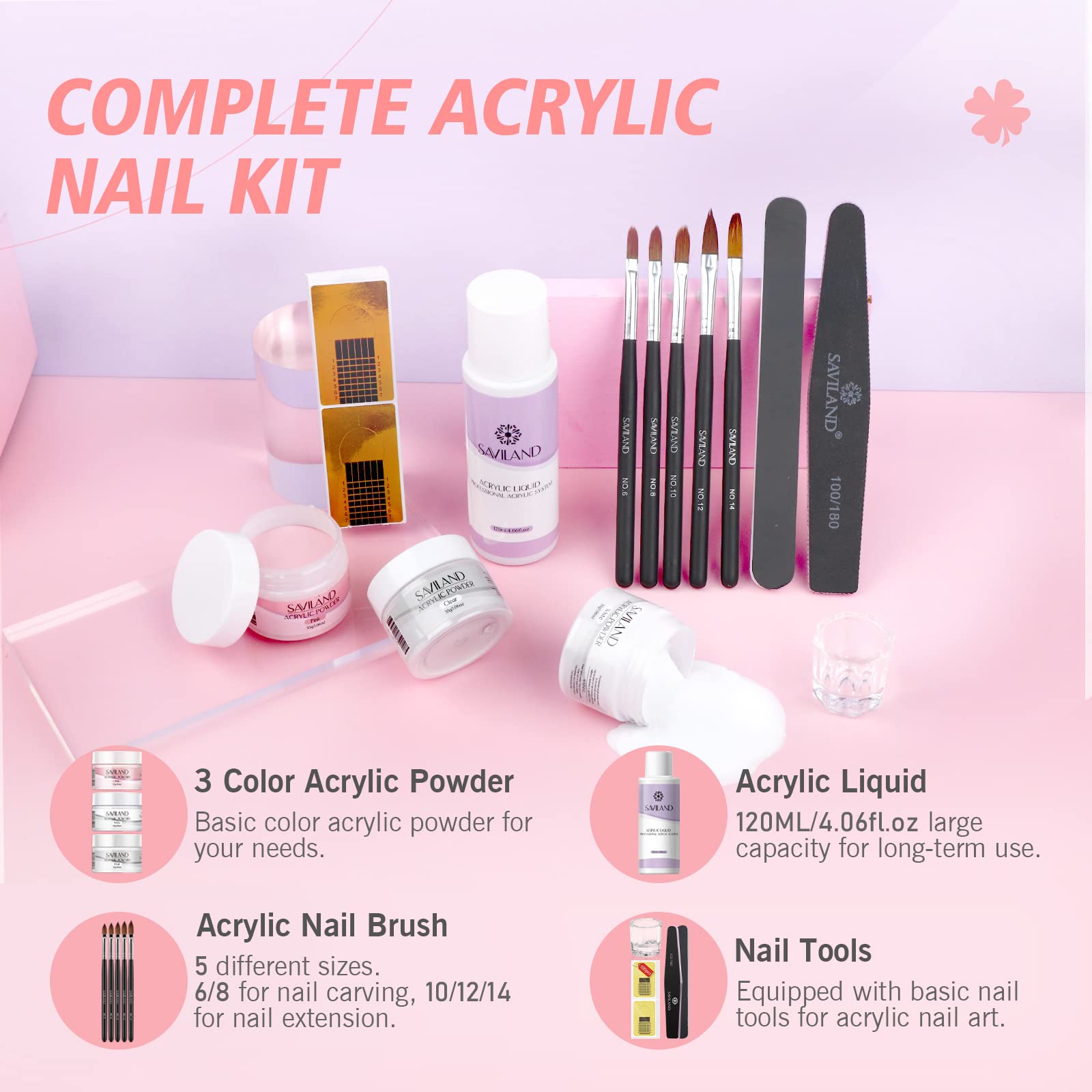 SAVILAND all-in-1 nail kit layout for convenient home or salon use.