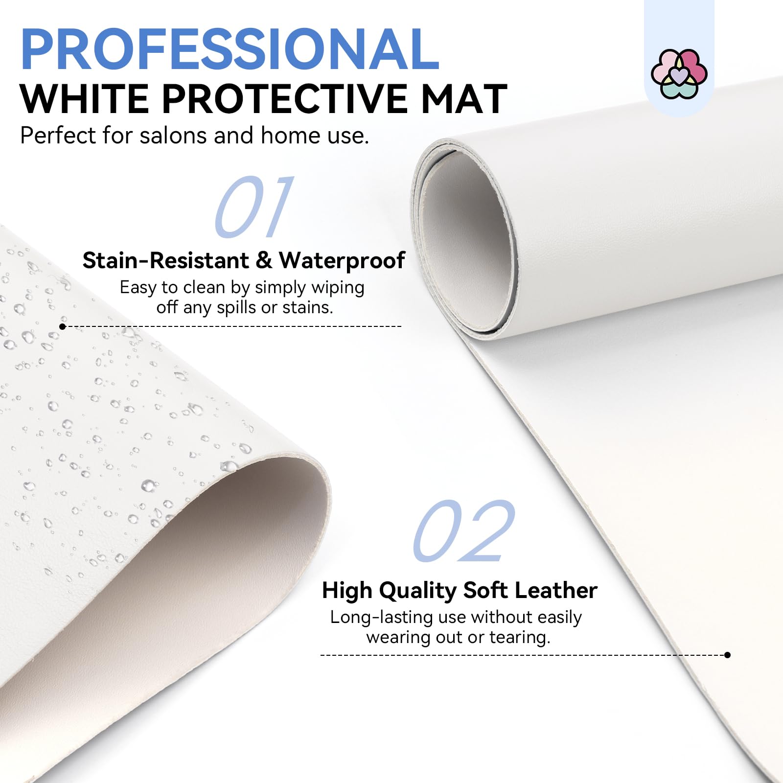 SAVILAND white table mat protects surfaces and elevates salon aesthetics.