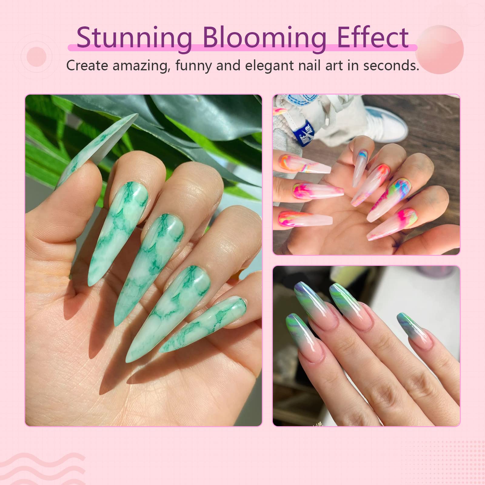 SAVILAND Blooming Gel bottle pour illustrating color interaction for creative nails