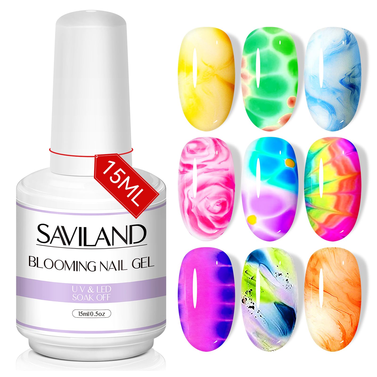 SAVILAND Blooming Gel clear bottle showing bloom-ready base for at-home nail art