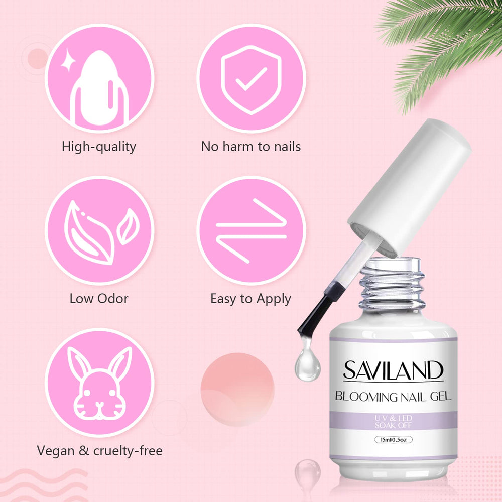 SAVILAND Blooming Gel flower-prints nails showcasing petals and bloom patterns