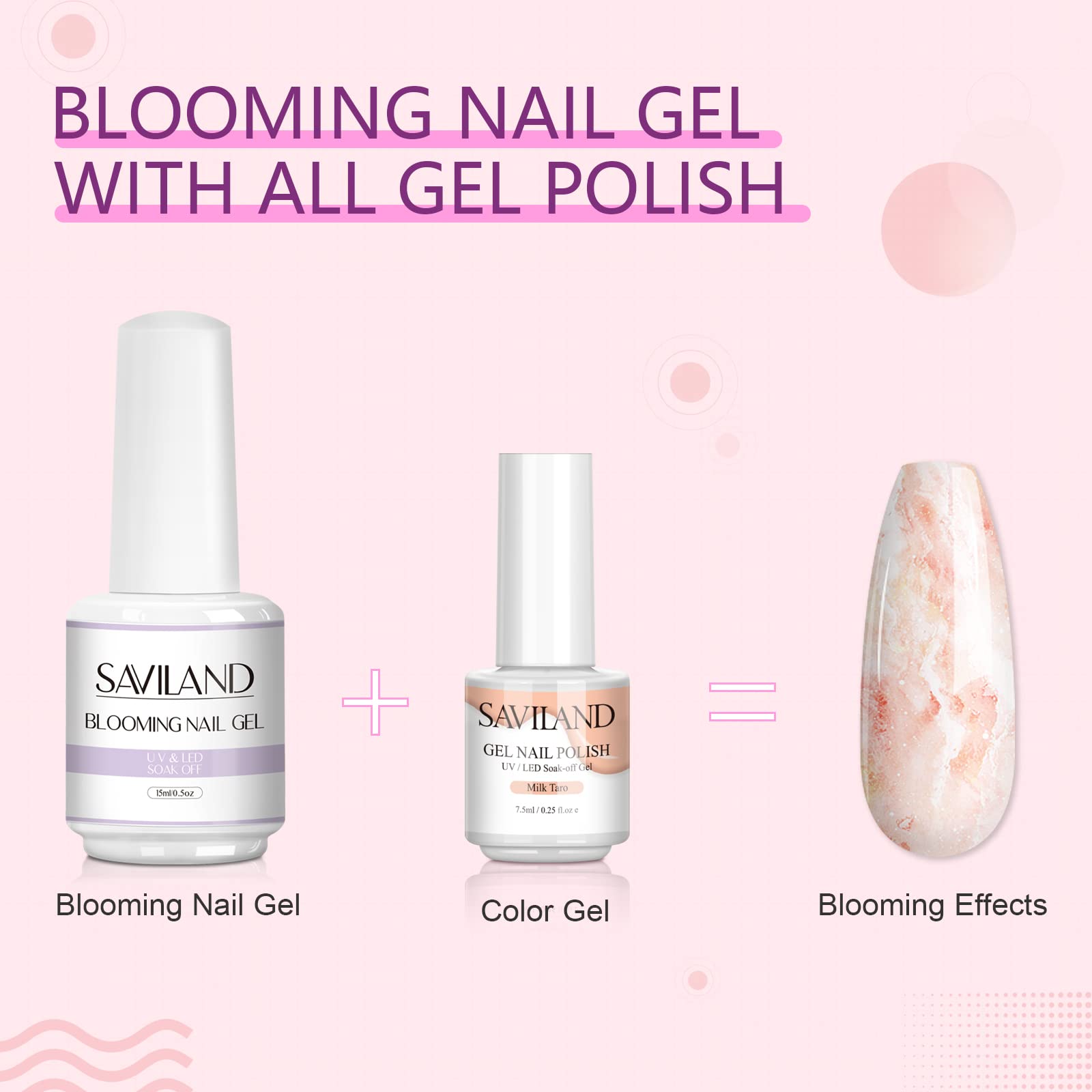 SAVILAND Blooming Gel marble-effect nails with clear blooming base