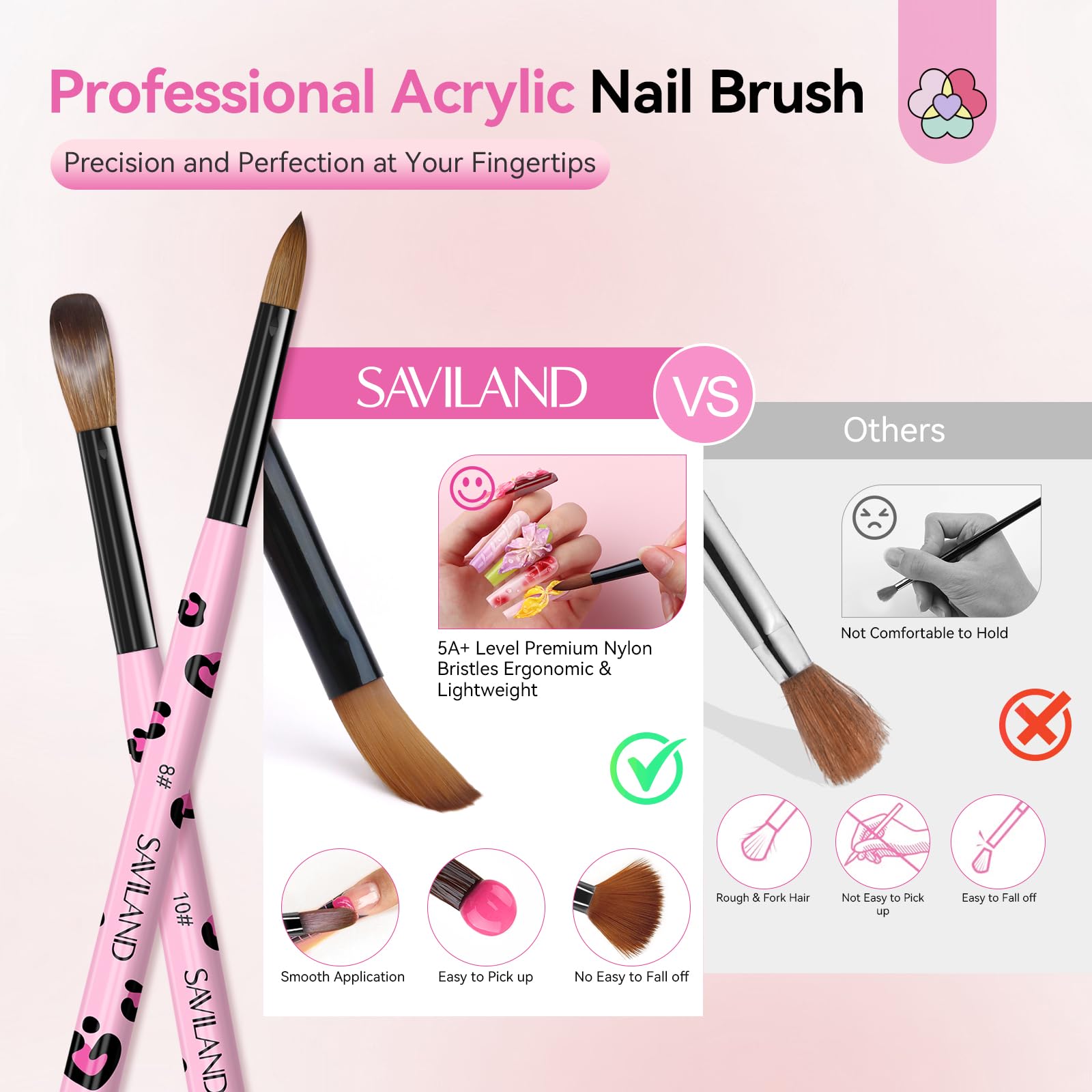 SAVILAND brush in action on nail extensions and 3D art