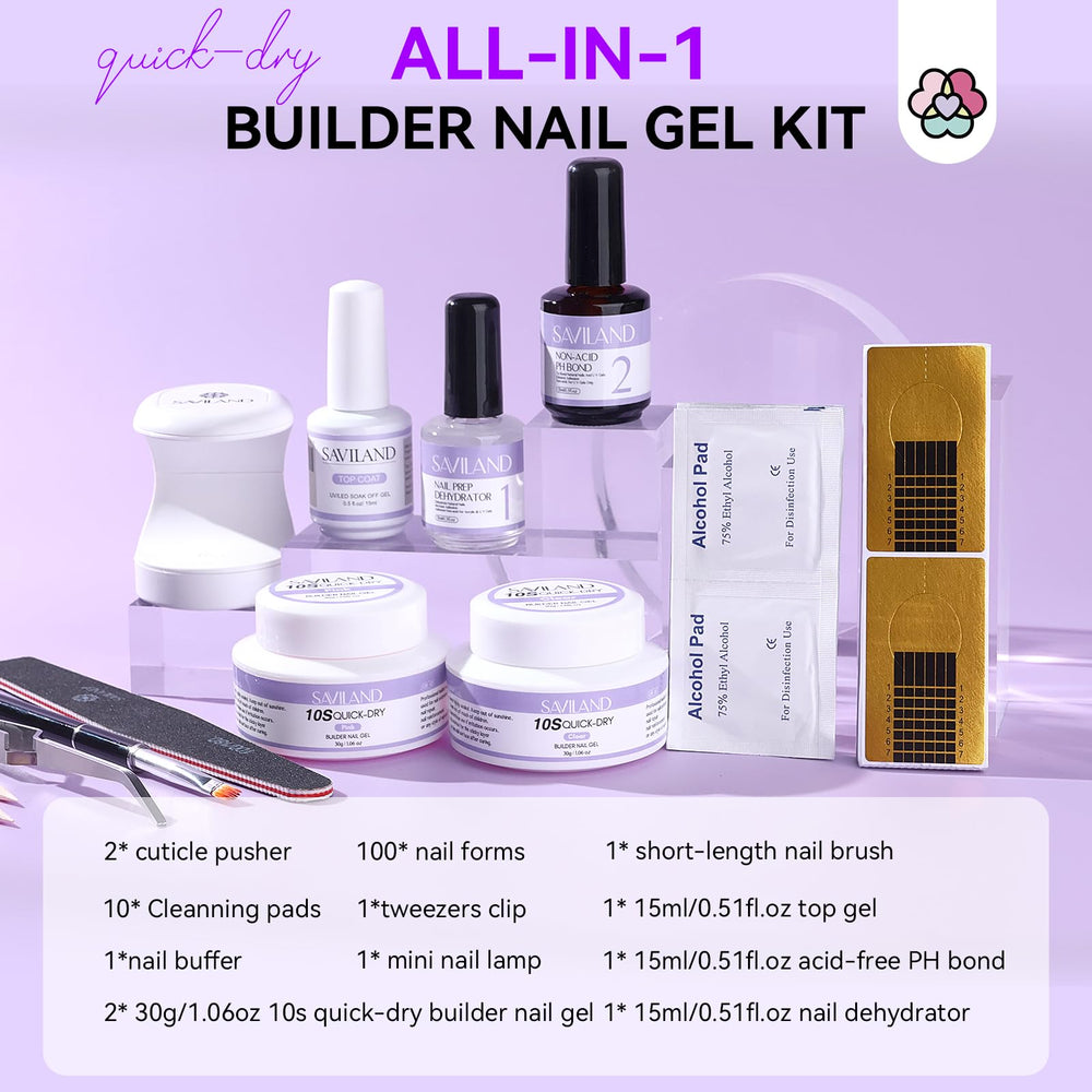 SAVILAND builder gel clear 30g for durable overlays and sculpting.