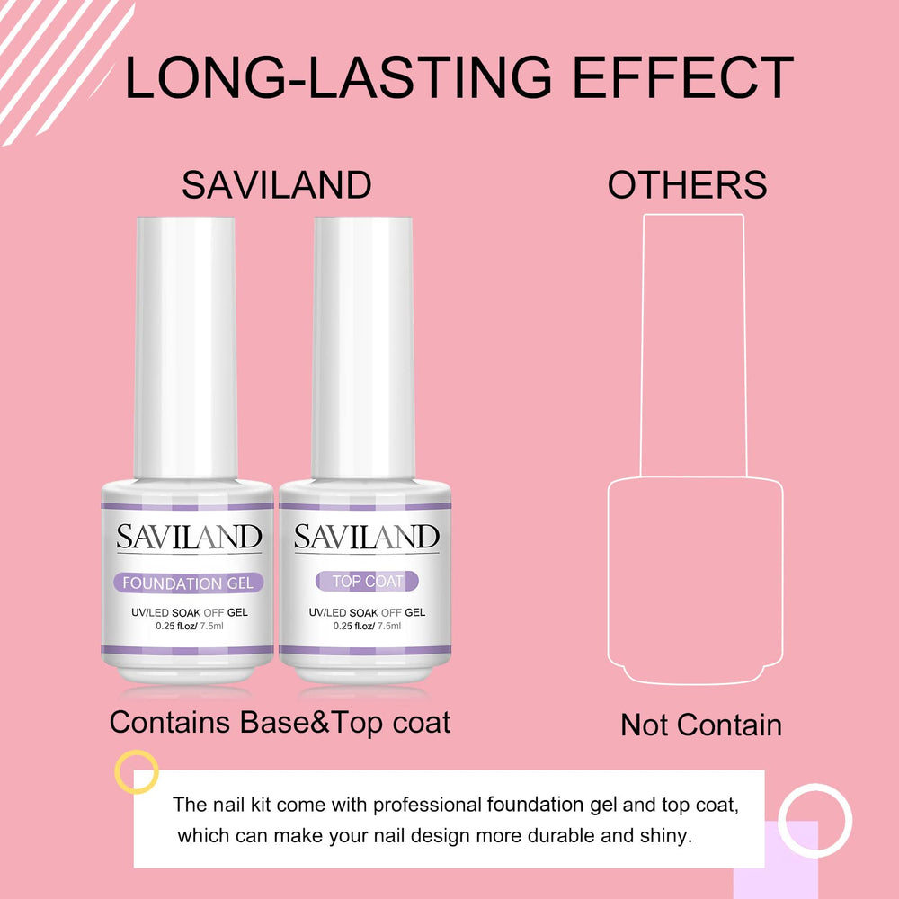 SAVILAND Builder Nail Gel Kit includes 100 nail forms for precise extensions.