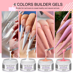 SAVILAND Builder Nail Gel Kit with white gel for crisp nails and durable extensions.