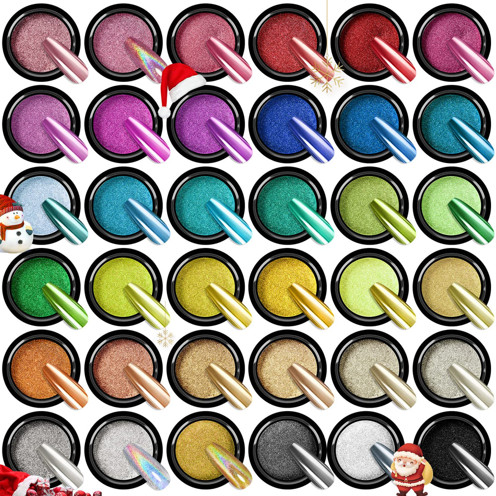 SAVILAND chrome nail powder 36 colors for a mirror-like finish.