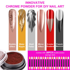 SAVILAND holographic chrome powder with rainbow flashing for nail art.