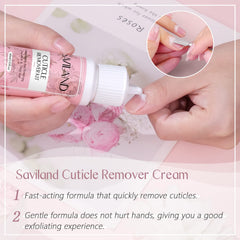 Saviland cuticle oil bottle application showing nourishment for healthy nails.