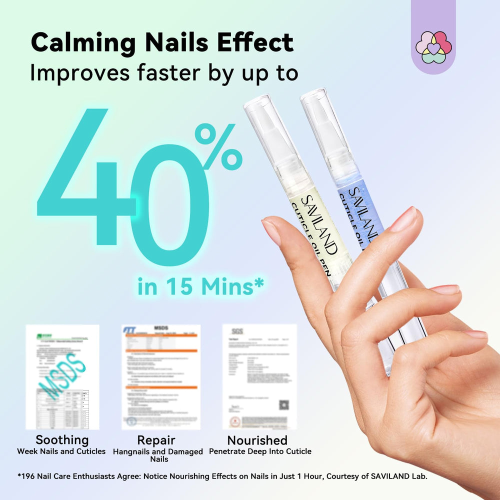 SAVILAND cuticle oil with aloe vera close-up emphasizing soothing hydration.
