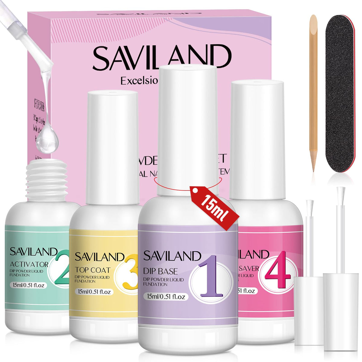 SAVILAND dip base bottle for a smooth, long-lasting base layer and finish