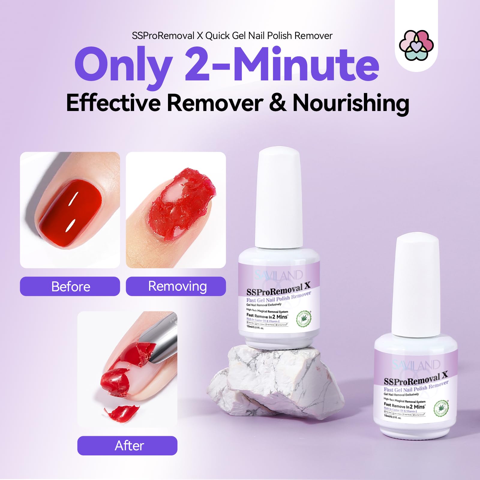 Natural ingredients such as castor oil and vitamin E.