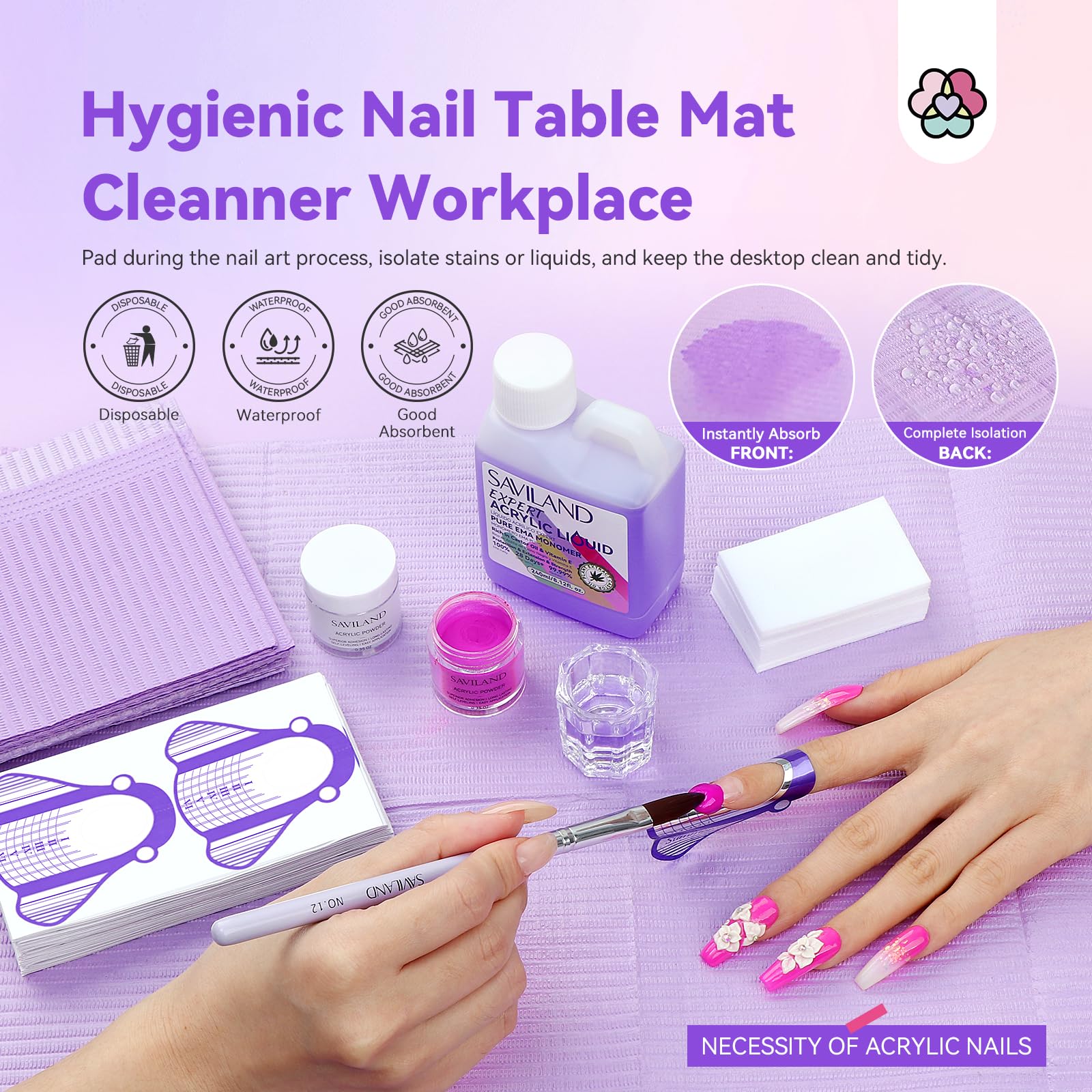 SAVILAND disposable table mats for clean workspace protection.