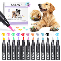 SAVILAND dog-nail polish pens 12 colors display for quick pet nail art