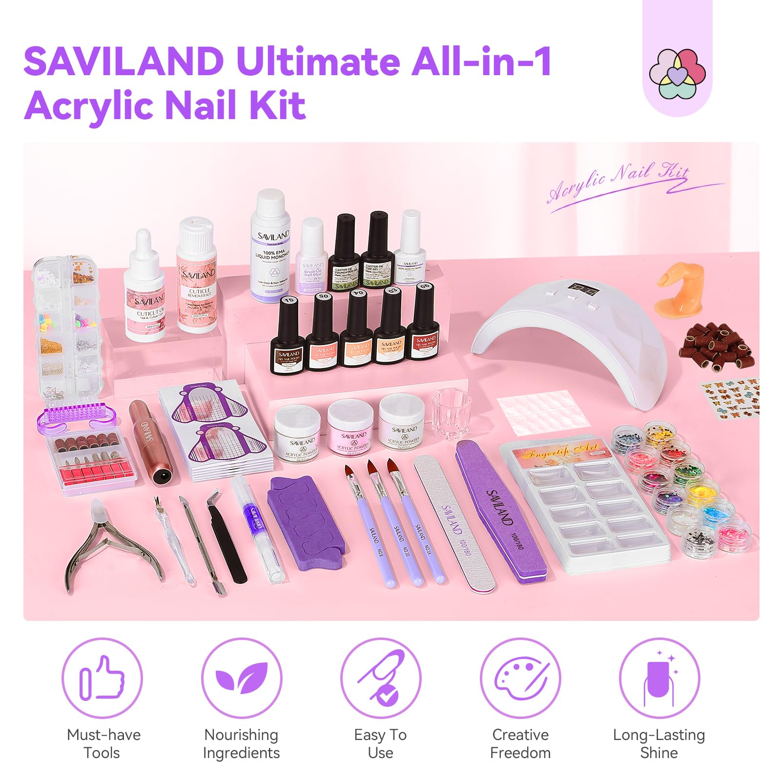 SAVILAND 88W nail lamp enables quick gel curing at home.