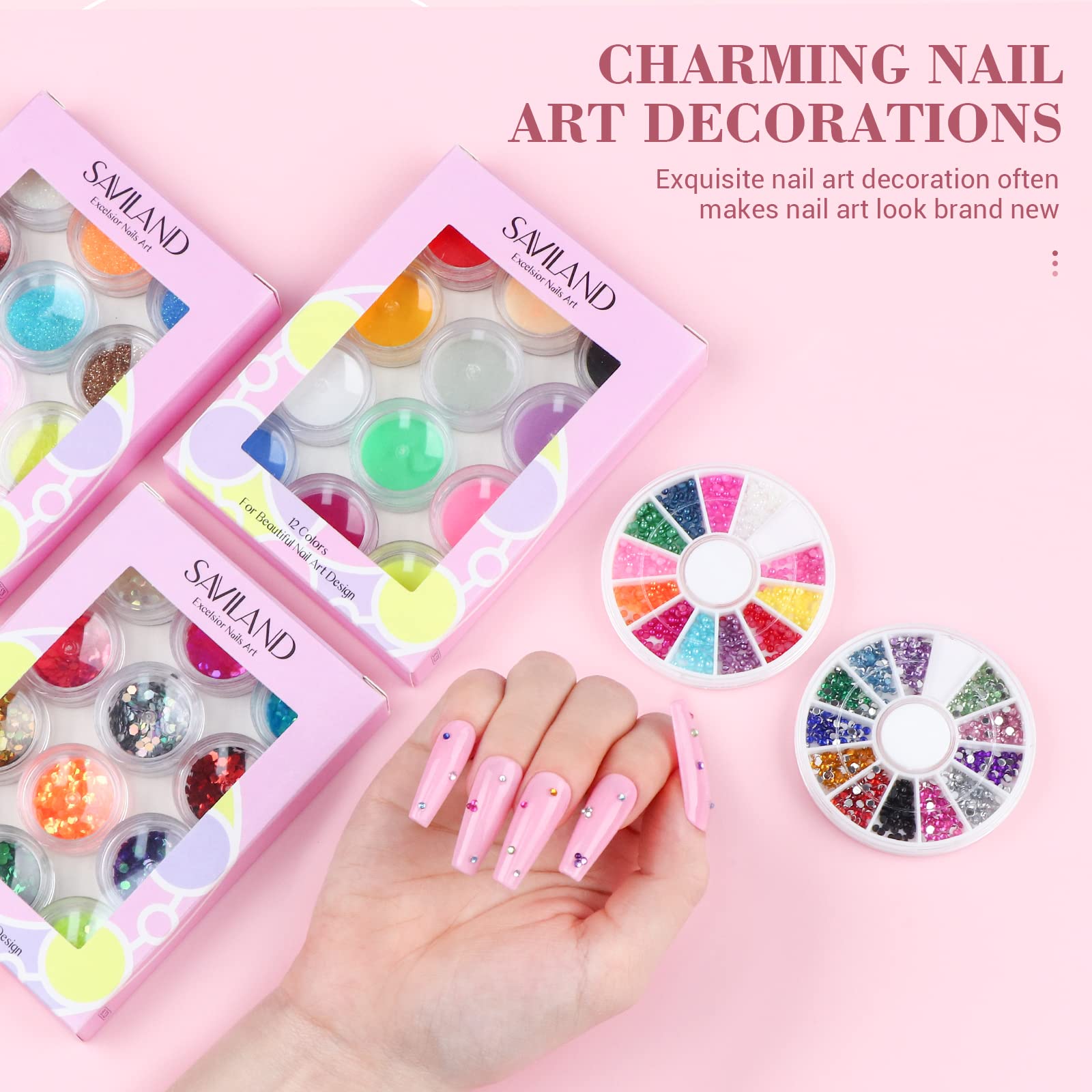 SAVILAND finished manicure showcasing durable gel and acrylic combo.
