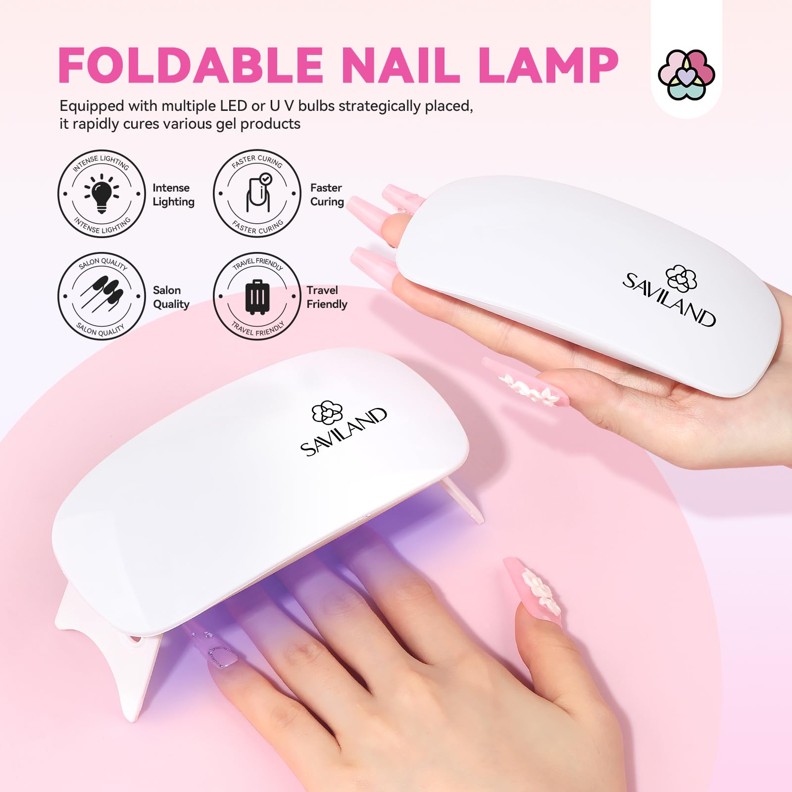 SAVILAND foldable UV lamp for quick even curing at home