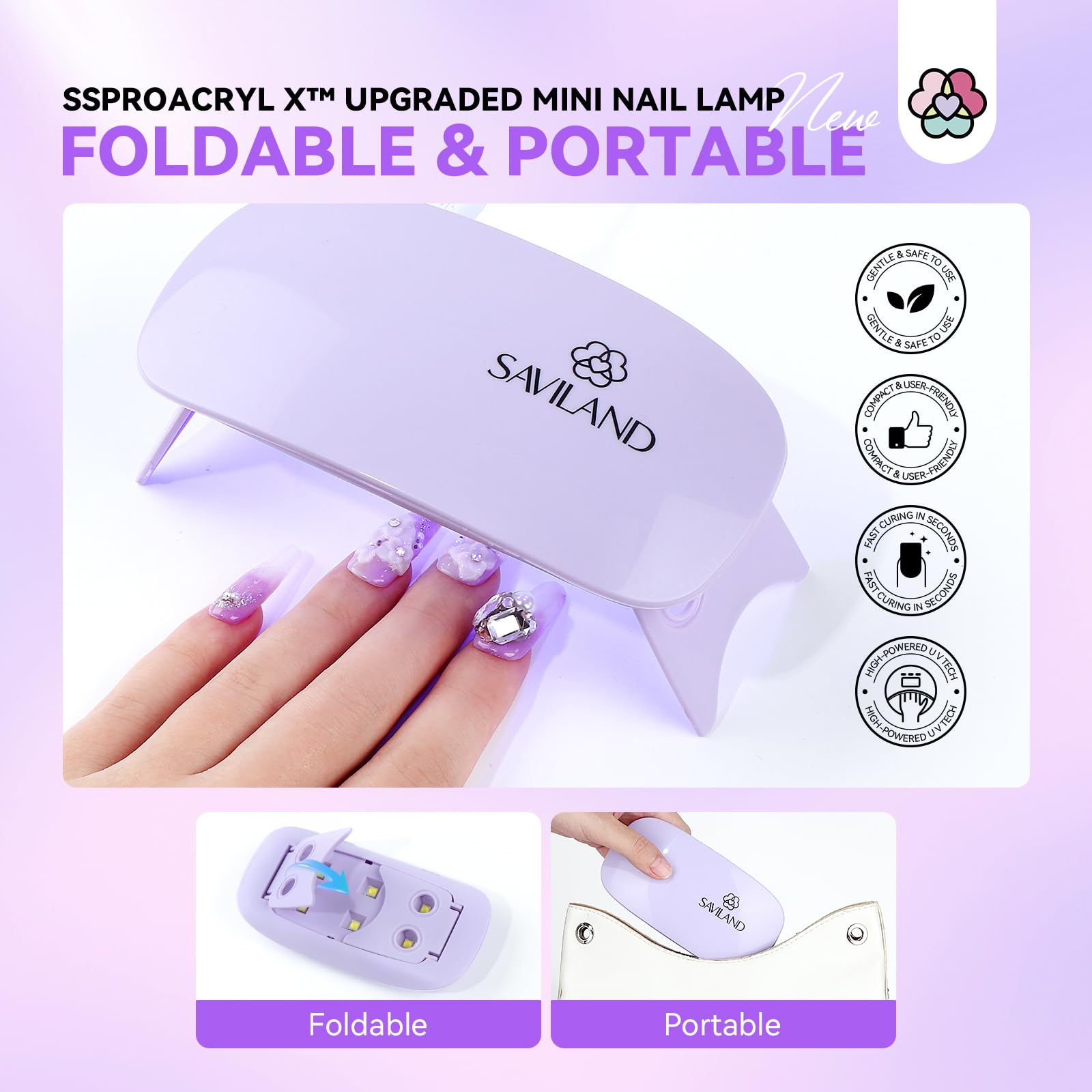 SAVILAND French acrylic nail tips support crisp smile lines.
