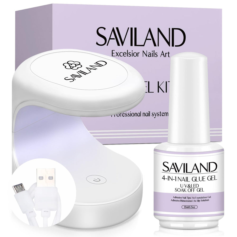 SAVILAND gel nail glue kit contents for easy at-home extensions.