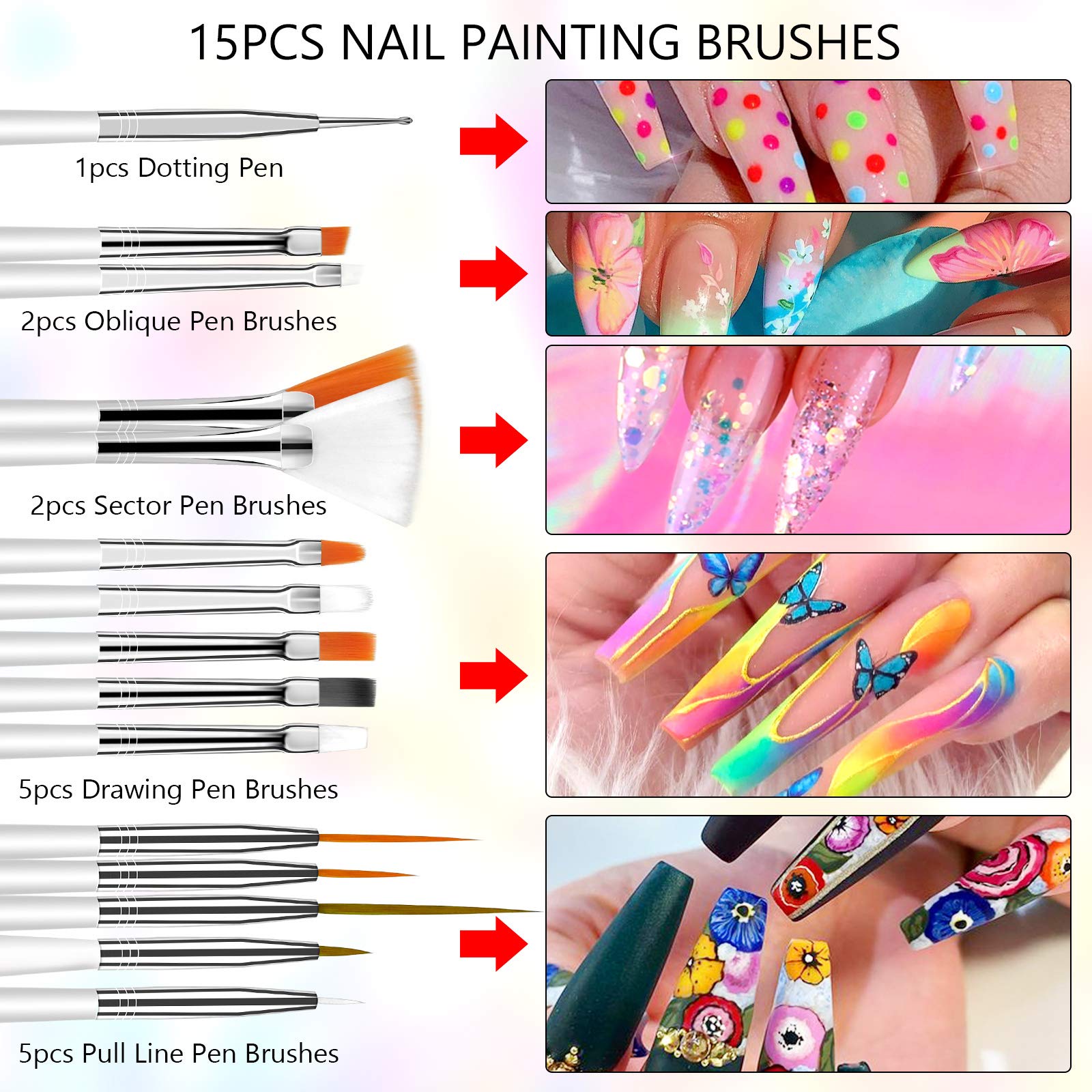 SAVILAND brushes closeup with precision lines and color blending on gel swatches