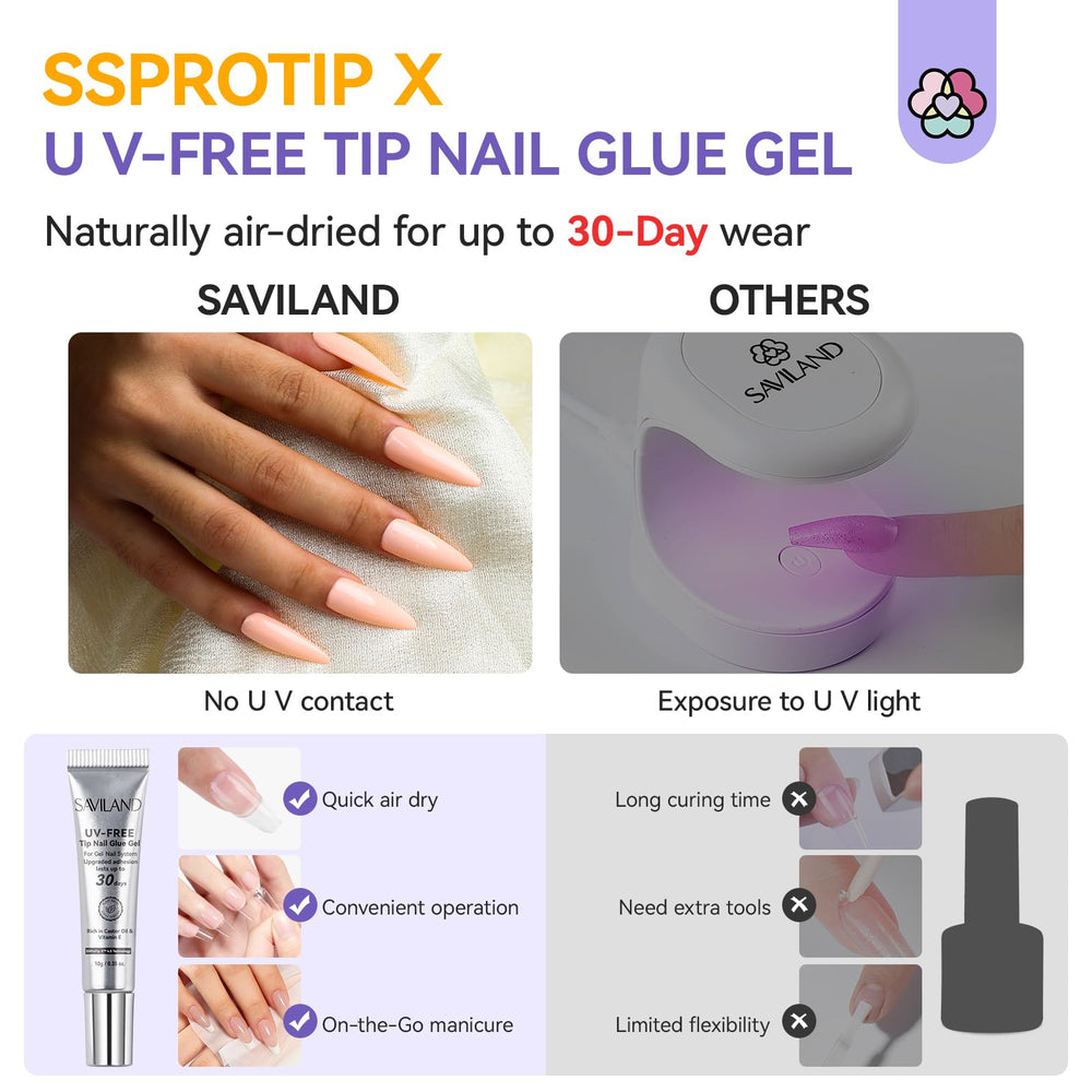 SAVILAND gel tips application area for easy nail art and bonding.