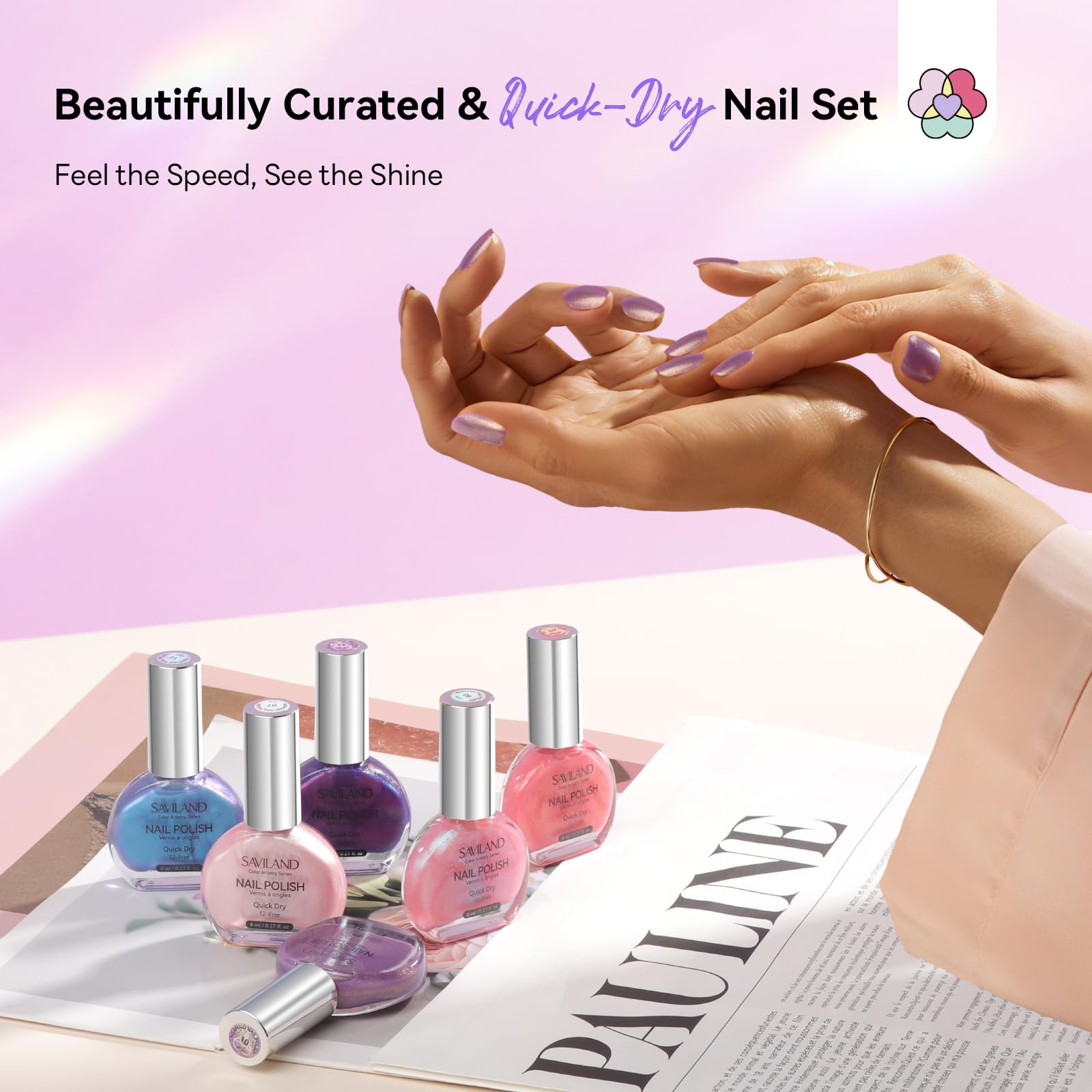 Gift-ready SAVILAND Pearl Nail Polish Set for DIY nail art lovers