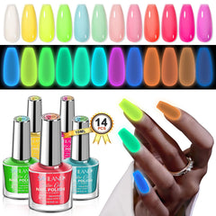 SAVILAND glow-in-the-dark nail polish kit with neon hues for bold night-time nails.