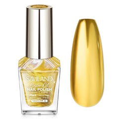 SAVILAND Gold nail polish bottle close-up highlights quick-dry, high-shine finish.