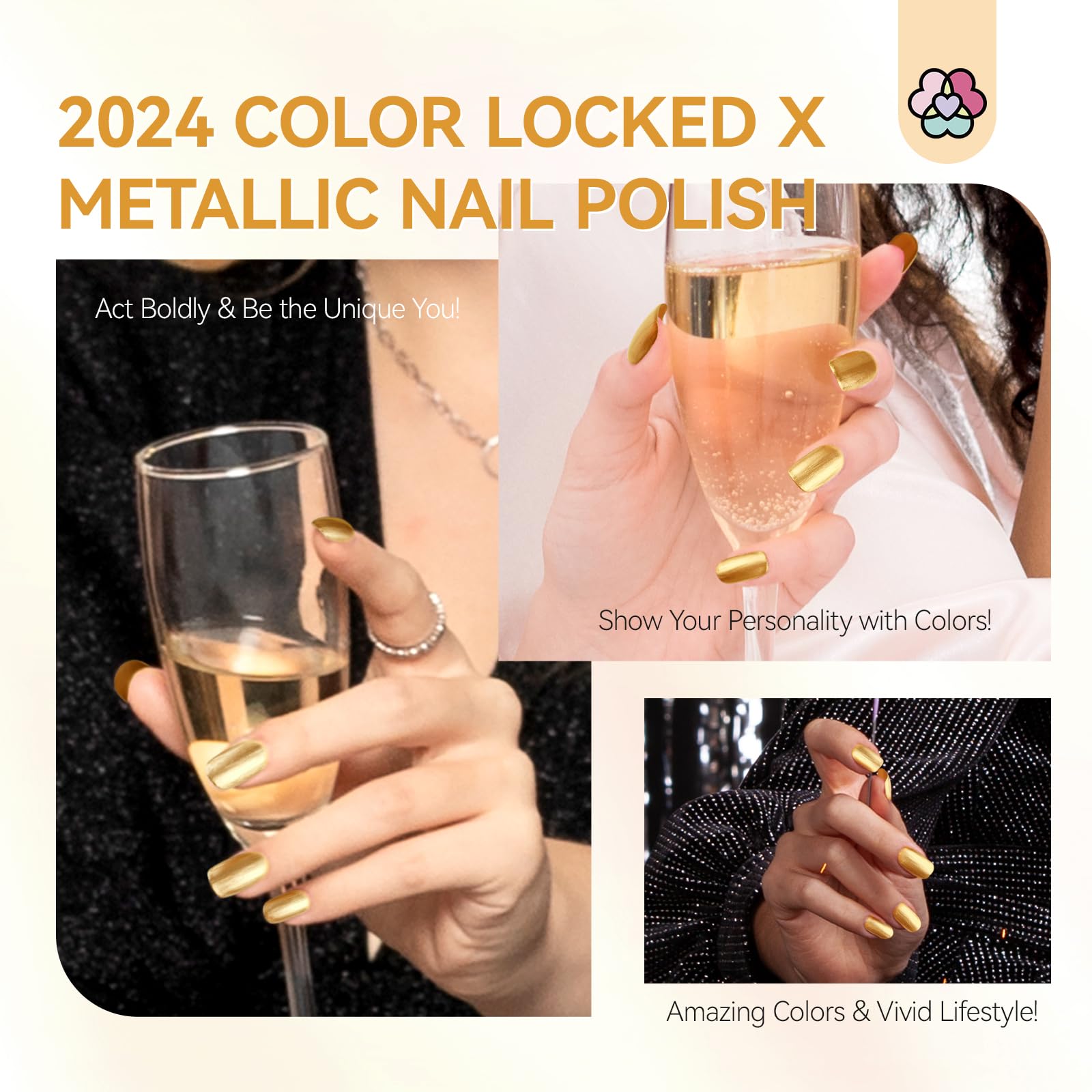 SAVILAND Gold nail polish portable bottle emphasizes easy use on the go.