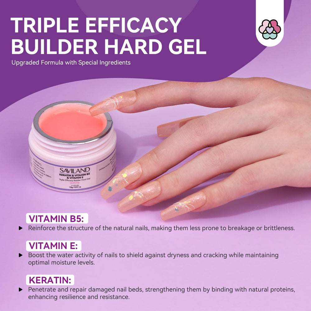 SAVILAND hard gel builder collection in clear pink nude for durable nails