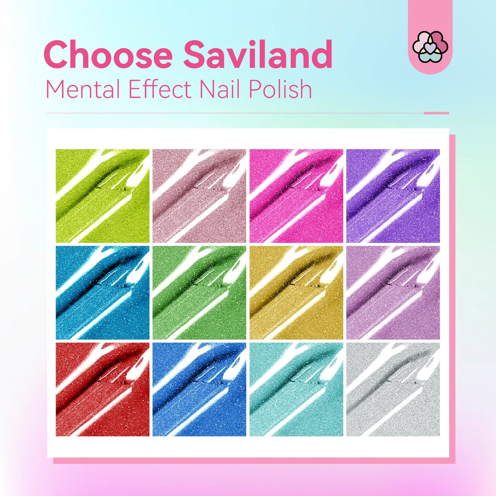 SAVILAND holographic silver-pink nail polish for eye-catching shimmer.