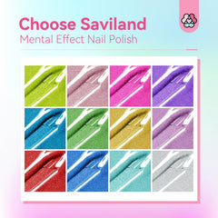 SAVILAND holographic silver-pink nail polish for eye-catching shimmer.
