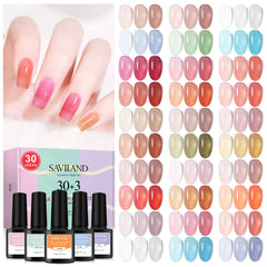 SAVILAND Jelly Gel Nail Polish Set front packaging displaying the 30-color collection