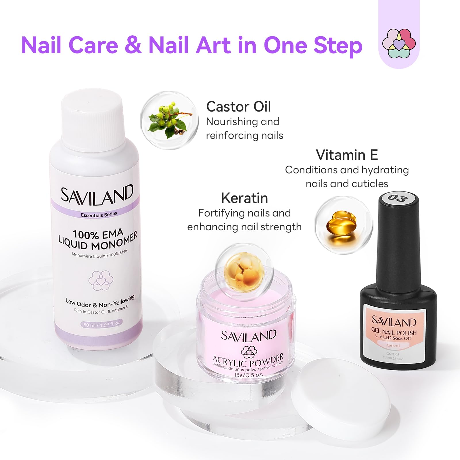 SAVILAND nourishing formula with keratin and vitamin E for nails.