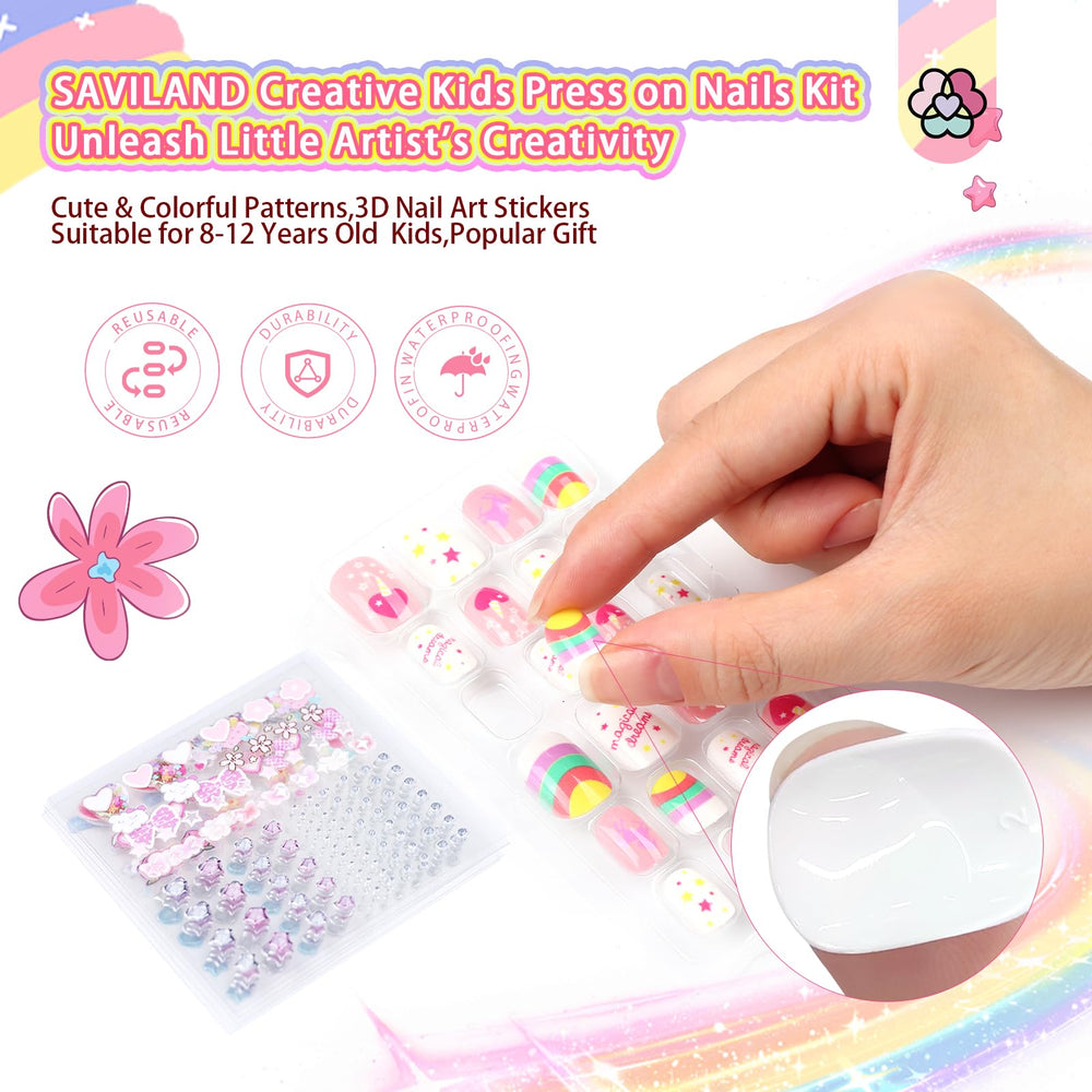 SAVILAND kids nails 3D sticker sheets for textured designs